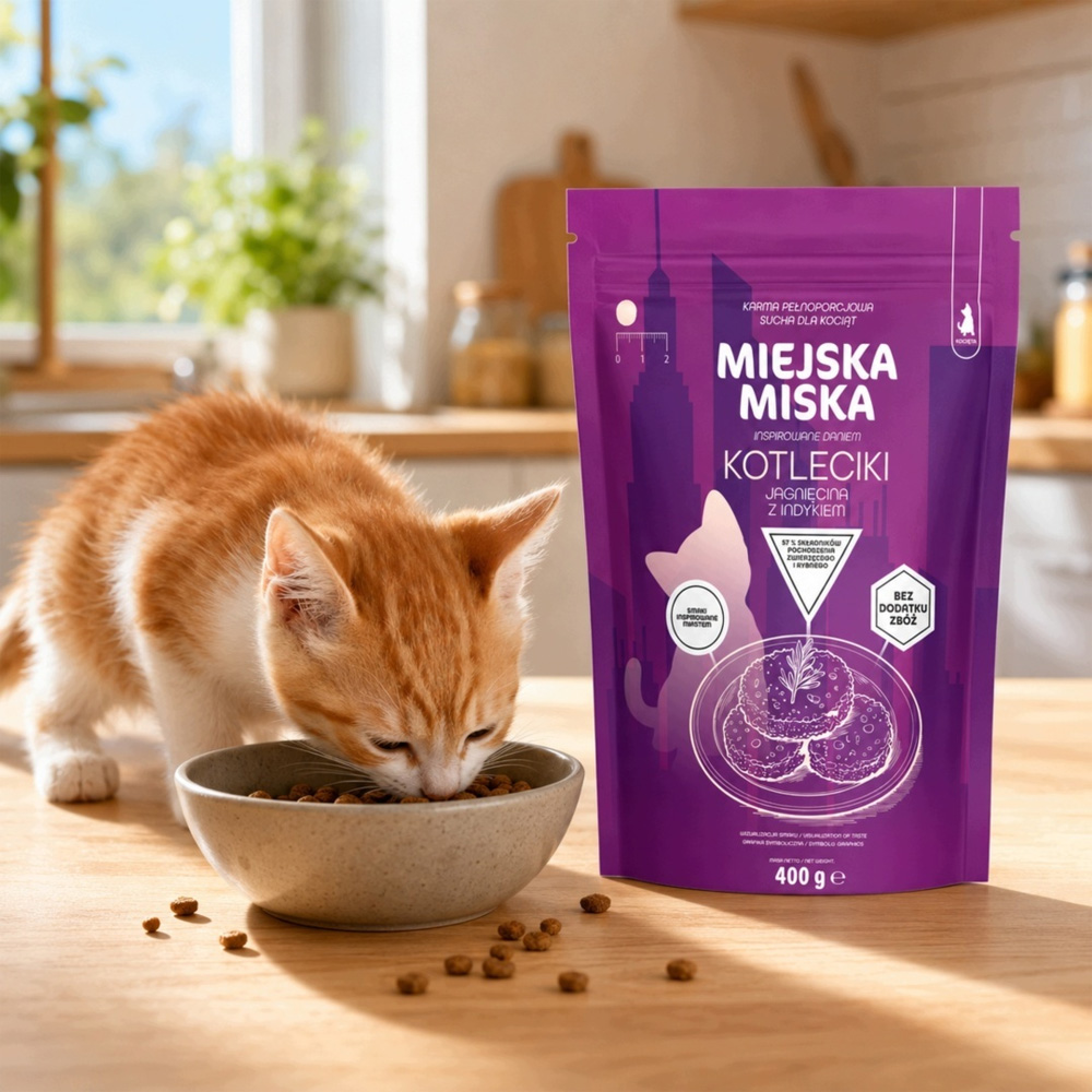 Miejska Miska Gaczoo Kotleciki Jagnięcina Karma Sucha dla Kociąt 400g XS/S